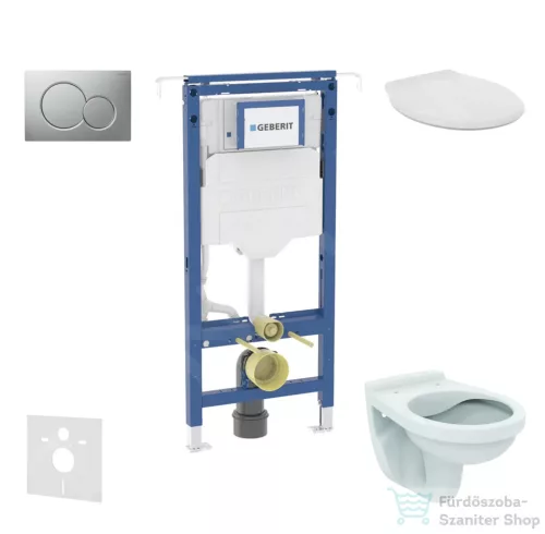 Geberit Duofix falra szerelhető WC szett, Ideal Standard Alpha WC ülőkével, Geberit Sigma 01 matt króm nyomólappal SANI11CD2103