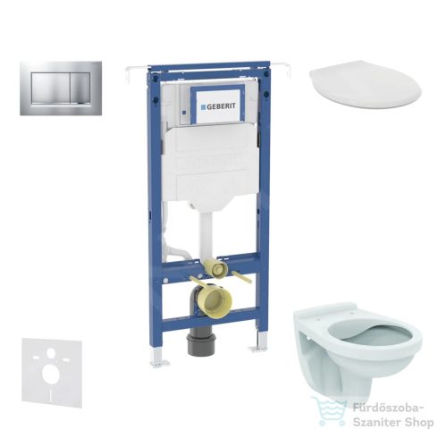 Geberit Duofix falra szerelhető WC szett, Ideal Standard Alpha WC ülőkével, Geberit Sigma 30 matt/fényes króm nyomólappal SANI11CD2104