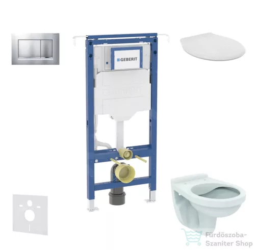 Geberit Duofix falra szerelhető WC szett, Ideal Standard Alpha WC ülőkével, Geberit Sigma 30 matt/fényes króm nyomólappal SANI11CD2104