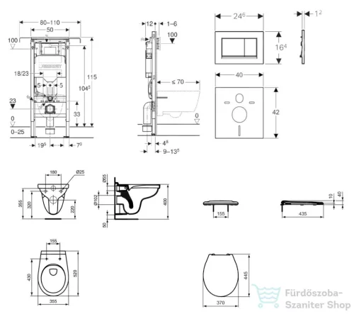 Geberit Duofix falra szerelhető WC szett, Ideal Standard Alpha WC ülőkével, Geberit Sigma 30 matt/fényes króm nyomólappal SANI11CD2104