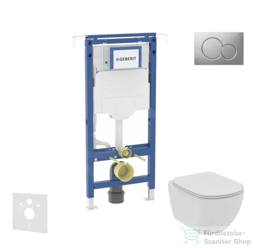 Geberit Duofix falra szerelhető WC szett, Ideal Standard Tesi WC soft close ülőkével, Geberit Sigma 01 matt króm nyomólappal SANI11CD2105
