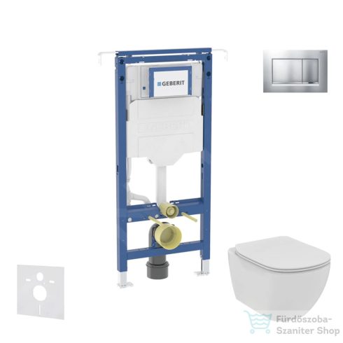 Geberit Duofix falra szerelhető WC szett, Ideal Standard Tesi WC soft close ülőkével, Geberit Sigma 30 matt/fényes króm nyomólappal SANI11CD2107