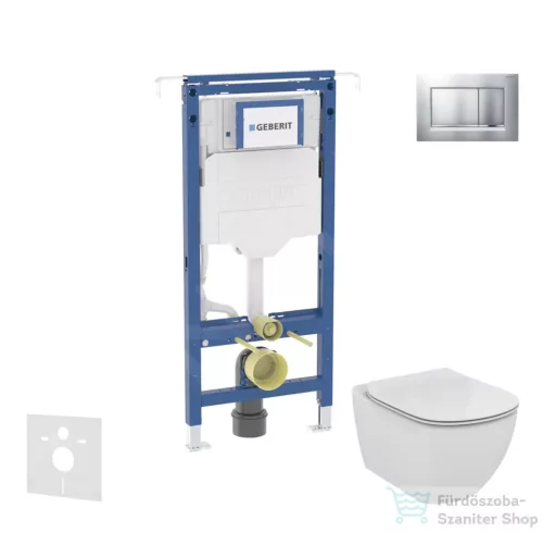 Geberit Duofix falra szerelhető WC szett, Ideal Standard Tesi WC ülőkével, Geberit Sigma 30 matt/fényes króm nyomólappal SANI11CD2108