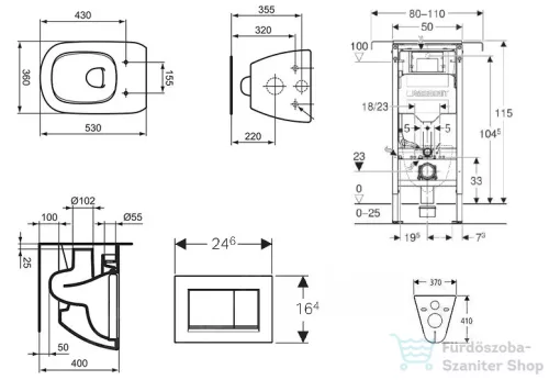 Geberit Duofix falra szerelhető WC szett, Ideal Standard Tesi WC ülőkével, Geberit Sigma 30 matt/fényes króm nyomólappal SANI11CD2108
