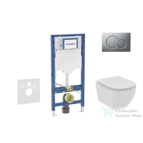 Geberit Duofix falra szerelhető WC szett, Ideal Standard Tesi WC soft close ülőkével, Geberit Sigma 01 matt króm nyomólappal SANI11CD2110