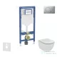 Geberit Duofix falra szerelhető WC szett, Ideal Standard Tesi Aquablade WC soft close ülőkével, Geberit Sigma 01 matt króm nyomólappal SANI11CD2111