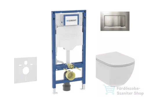 Geberit Duofix falra szerelhető WC szett, Ideal Standard Tesi WC soft close ülőkével, Geberit Sigma 30 matt/fényes króm nyomólappal SANI11CD2114