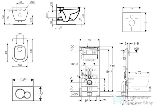 Geberit Duofix falra szerelhető WC szett, Ideal Standard Tesi WC soft close ülőkével, Geberit Sigma 01 matt króm nyomólappal SANI11CD2118