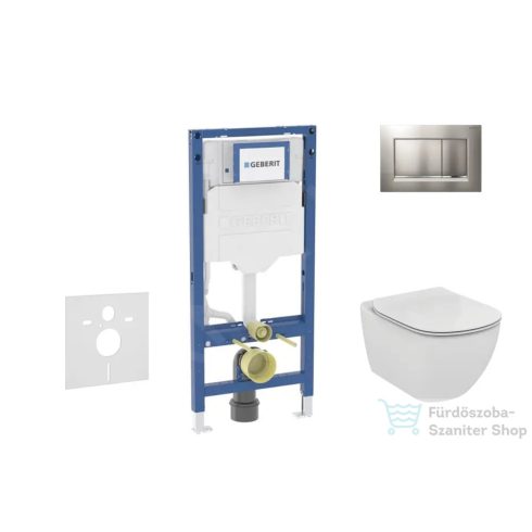 Geberit Duofix falra szerelhető WC szett, Ideal Standard Tesi WC soft close ülőkével, Geberit Sigma 30 matt/fényes króm nyomólappal SANI11CD2122