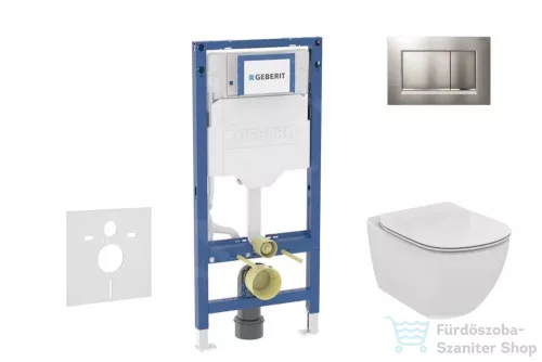 Geberit Duofix falra szerelhető WC szett, Ideal Standard Tesi WC soft close ülőkével, Geberit Sigma 30 matt/fényes króm nyomólappal SANI11CD2122