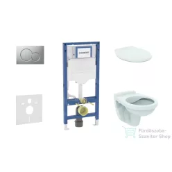   Geberit Duofix falra szerelhető WC szett, Ideal Standard Alpha WC ülőkével, Geberit Sigma 01 matt króm nyomólappal SANI11CD2126