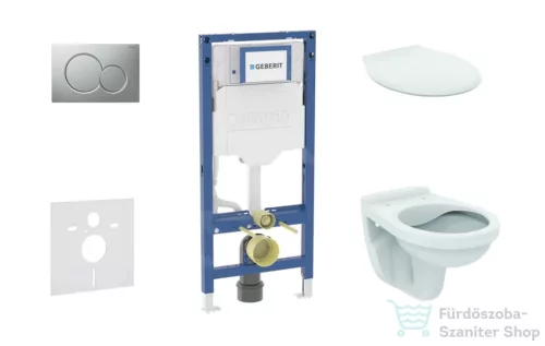 Geberit Duofix falra szerelhető WC szett, Ideal Standard Alpha WC ülőkével, Geberit Sigma 01 matt króm nyomólappal SANI11CD2126