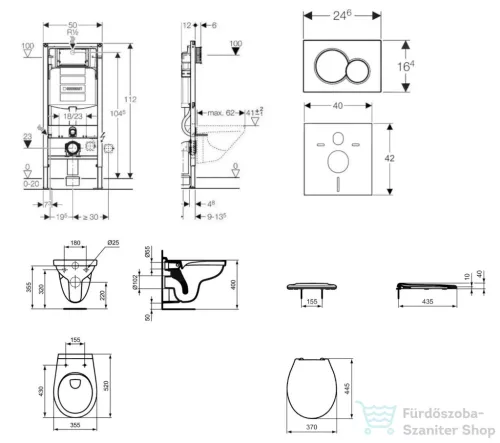 Geberit Duofix falra szerelhető WC szett, Ideal Standard Alpha WC ülőkével, Geberit Sigma 01 matt króm nyomólappal SANI11CD2126