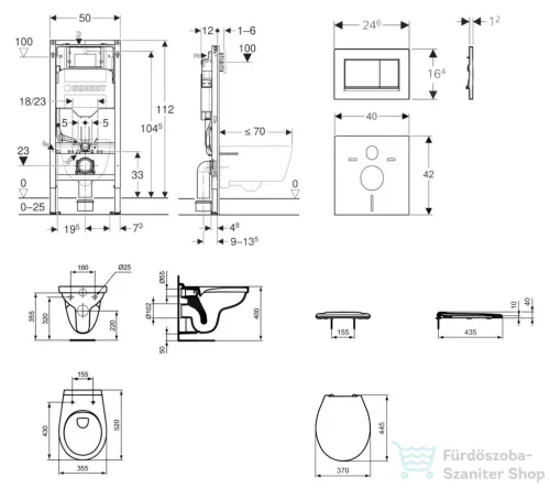 Geberit Duofix falra szerelhető WC szett, Ideal Standard Alpha WC ülőkével, Geberit Sigma 30 matt/fényes króm nyomólappal SANI11CD2130