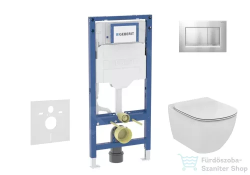 Geberit Duofix falra szerelhető WC szett, Ideal Standard Tesi Aquablade Wc soft close ülőkével, Sigma 30 matt/fényes króm nyomólappal SANI11CD2138