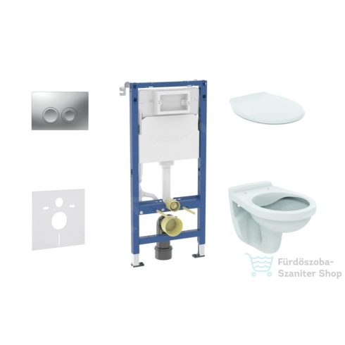 Geberit Duofix falra szerelhető WC szett, Ideal Stanard Alpha WC és ülőke, Geberit Delta 21 matt króm nyomólappal SANI11CD2142