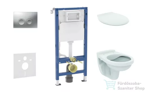 Geberit Duofix falra szerelhető WC szett, Ideal Stanard Alpha WC és ülőke, Geberit Delta 21 matt króm nyomólappal SANI11CD2142