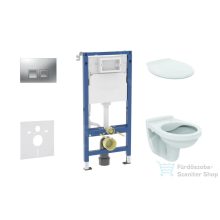  Geberit Duofix falra szerelhető WC szett, Ideal Stanard Alpha WC és ülőke, Geberit Delta 35 matt króm nyomólappal SANI11CD2145