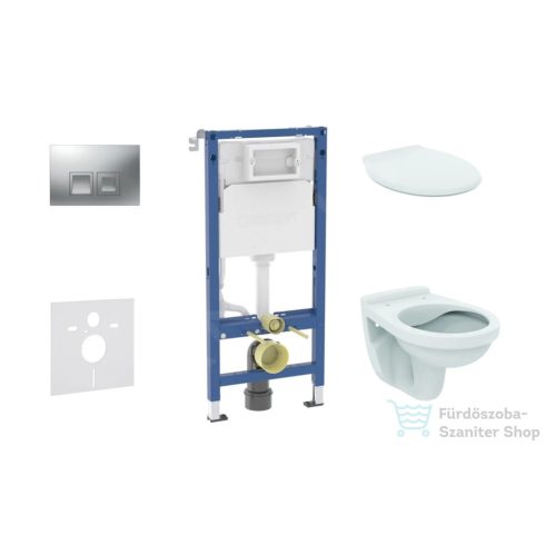 Geberit Duofix falra szerelhető WC szett, Ideal Stanard Alpha WC és ülőke, Geberit Delta 35 matt króm nyomólappal SANI11CD2145
