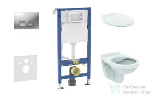 Geberit Duofix falra szerelhető WC szett, Ideal Stanard Alpha WC és ülőke, Geberit Delta 35 matt króm nyomólappal SANI11CD2145