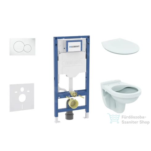 Geberit Duofix falra szerelhető WC szett, Ideal Standard Alpha WC soft close ülőkével, Geberit Sigma 01 alpesi fehér nyomólappal SANI11CD3100