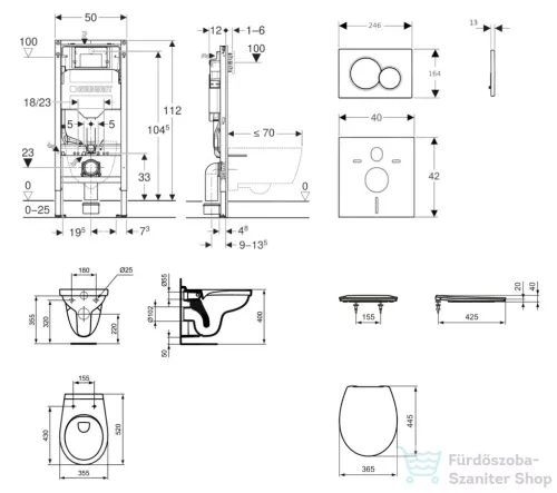 Geberit Duofix falra szerelhető WC szett, Ideal Standard Alpha WC soft close ülőkével, Geberit Sigma 01 alpesi fehér nyomólappal SANI11CD3100