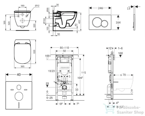 Geberit Duofix falra szerelhető WC szett, Ideal Standard Tesi WC soft close ülőkével, Geberit Sigma 01 alpesi fehér nyomólappal SANI11CD3101