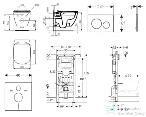 Geberit Duofix falra szerelhető WC szett, Ideal Standard Tesi WC soft close ülőkével, Geberit Sigma 20 fehér/króm nyomólappal SANI11CD3102