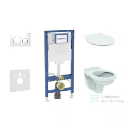   Geberit Duofix falra szerelhető WC szett, Ideal Standard Alpha WC soft close ülőkével, Geberit Sigma 20 fehér/króm nyomólappal SANI11CD3103