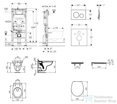 Geberit Duofix falra szerelhető WC szett, Ideal Standard Alpha WC soft close ülőkével, Geberit Sigma 20 fehér/króm nyomólappal SANI11CD3103
