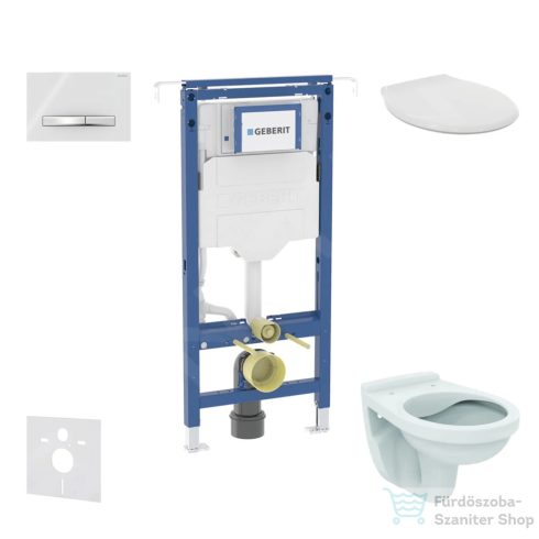 Geberit Duofix falra szerelhető WC szett, Ideal Standard Alpha WC ülőkével, Geberit Sigma 50 alpesi fehér/króm nyomólappal SANI11CD3105