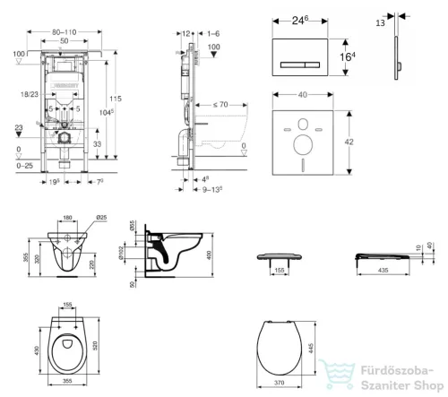 Geberit Duofix falra szerelhető WC szett, Ideal Standard Alpha WC ülőkével, Geberit Sigma 50 alpesi fehér/króm nyomólappal SANI11CD3105