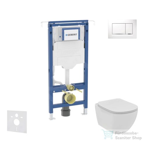 Geberit Duofix falra szerelhető WC szett, Ideal Standard Tesi WC soft close ülőkével, Geberit Sigma 30 fehér/króm nyomólappal SANI11CD3106