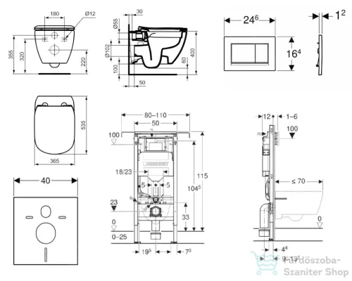 Geberit Duofix falra szerelhető WC szett, Ideal Standard Tesi WC soft close ülőkével, Geberit Sigma 30 fehér/króm nyomólappal SANI11CD3106