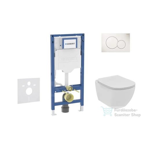 Geberit Duofix falra szerelhető WC szett, Ideal Standard Tesi WC soft close ülőkével, Geberit Sigma 01 alpesi fehér nyomólappal SANI11CD3108