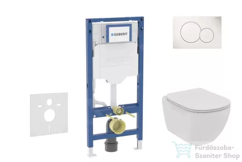 Geberit Duofix falra szerelhető WC szett, Ideal Standard Tesi WC soft close ülőkével, Geberit Sigma 01 alpesi fehér nyomólappal SANI11CD3108