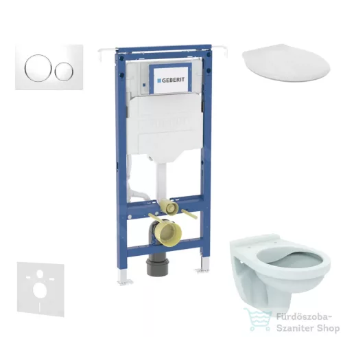 Geberit Duofix falra szerelhető WC szett, Ideal Standard Alpha WC ülőkével, Geberit Sigma 20 fényes fehér/króm nyomólappal SANI11CD3110