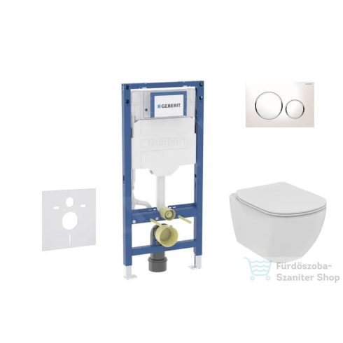 Geberit Duofix falra szerelhető WC szett, Ideal Standard Tesi WC soft close ülőkével, Geberit Sigma 20 fehér/króm nyomólappal SANI11CD3111
