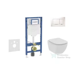   Geberit Duofix falra szerelhető WC szett, Ideal Standard Tesi WC soft close ülőkével, Geberit Sigma 30 fehér/króm nyomólappal SANI11CD3112