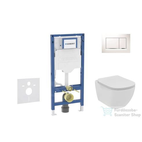 Geberit Duofix falra szerelhető WC szett, Ideal Standard Tesi WC soft close ülőkével, Geberit Sigma 30 fehér/króm nyomólappal SANI11CD3112