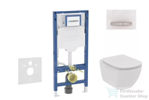 Geberit Duofix falra szerelhető WC szett, Ideal Standard Tesi WC soft close ülőkével, Geberit Sigma 50 alpesi fehér/króm nyomólappal SANI11CD3115