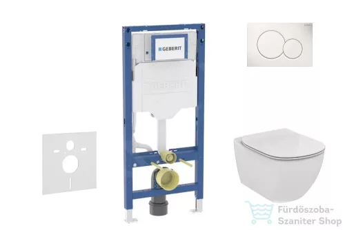 Geberit Duofix falra szerelhető WC szett, Ideal Standard Tesi WC soft close ülőkével, Geberit Sigma 01 alpesi fehér nyomólappal SANI11CD3116