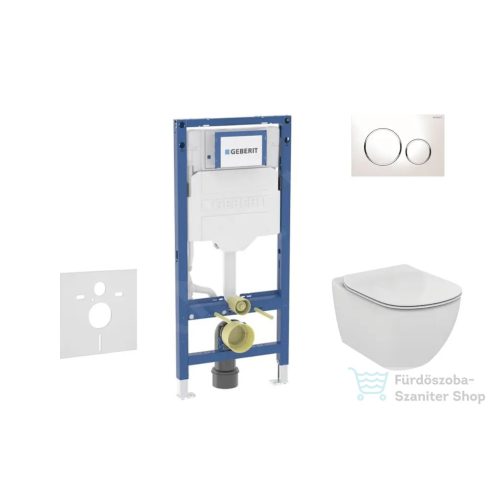 Geberit Duofix falra szerelhető WC szett, Ideal Standard Tesi WC soft close ülőkével, Geberit Sigma 20 fehér/króm nyomólappal SANI11CD3119