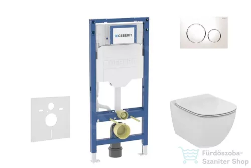 Geberit Duofix falra szerelhető WC szett, Ideal Standard Tesi WC soft close ülőkével, Geberit Sigma 20 fehér/króm nyomólappal SANI11CD3119