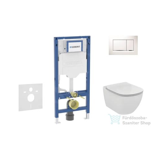 Geberit Duofix falra szerelhető WC szett, Ideal Standard Tesi WC soft close ülőkével, Geberit Sigma 30 fehér/króm nyomólappal SANI11CD3120