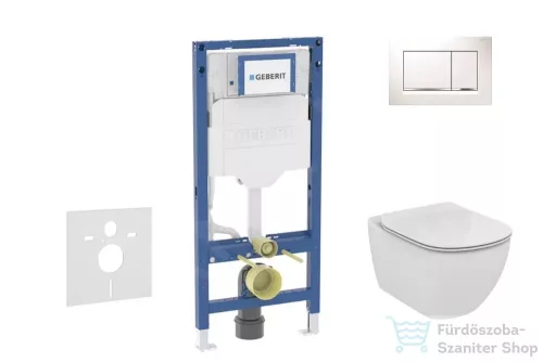 Geberit Duofix falra szerelhető WC szett, Ideal Standard Tesi WC soft close ülőkével, Geberit Sigma 30 fehér/króm nyomólappal SANI11CD3120