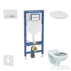   Geberit Duofix falra szerelhető WC szett, Ideal Standard Alpha Wc soft close ülőkével, Sigma 50 alpesi fehér/króm nyomólappal SANI11CD3121