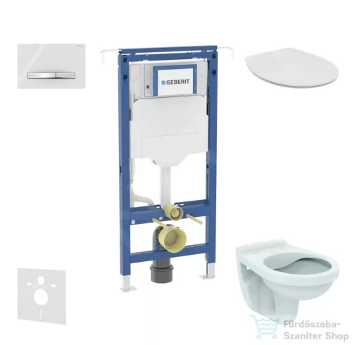 Geberit Duofix falra szerelhető WC szett, Ideal Standard Alpha Wc soft close ülőkével, Sigma 50 alpesi fehér/króm nyomólappal SANI11CD3121