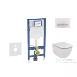   Geberit Duofix falra szerelhető WC szett, Ideal Standard Tesi WC soft close ülőkével, Geberit Sigma 50 alpesi fehér/króm nyomólappal SANI11CD3123
