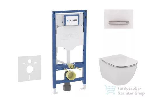 Geberit Duofix falra szerelhető WC szett, Ideal Standard Tesi WC soft close ülőkével, Geberit Sigma 50 alpesi fehér/króm nyomólappal SANI11CD3123